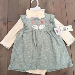 Fox Green and Cream Baby Outfit